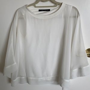 Zara white 3/4 length blouse